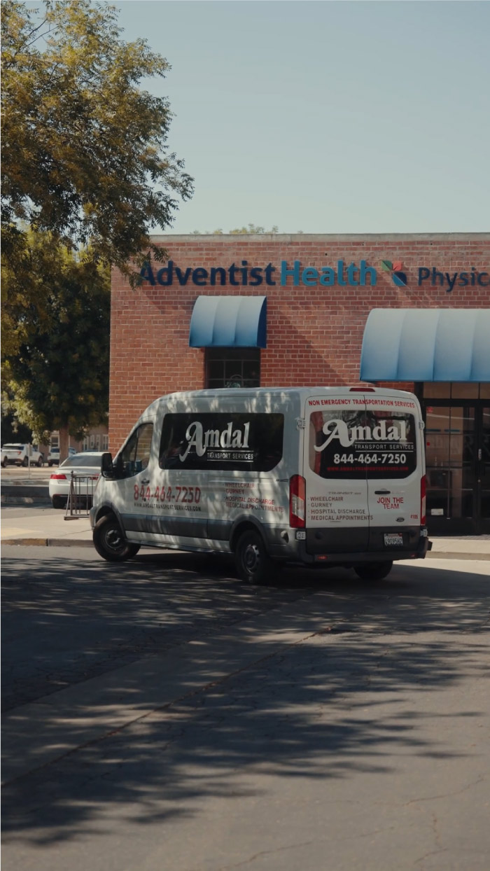 van for medical transport in a medical building
